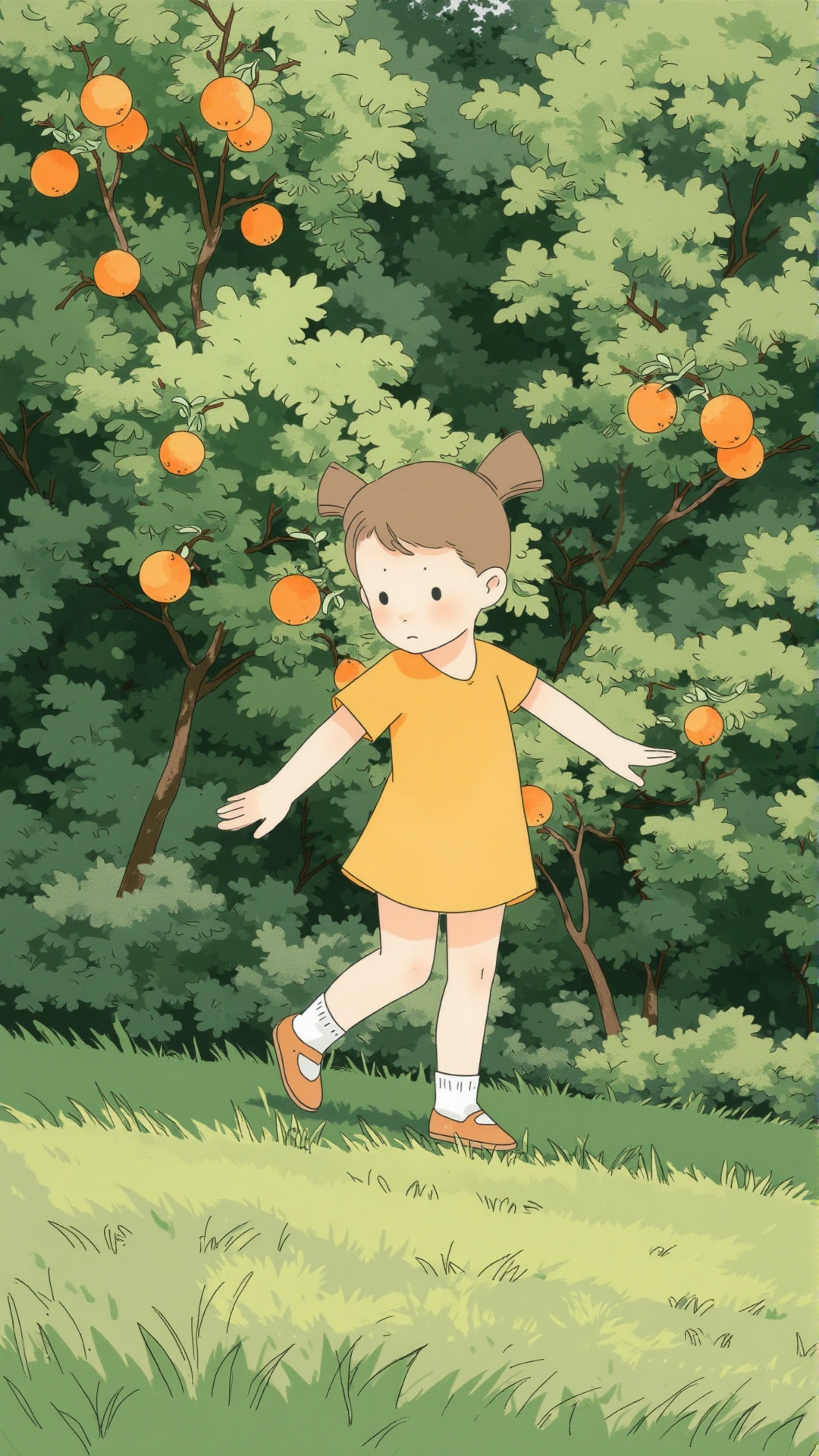 girl,  trees,  oranges on Tensor.Art