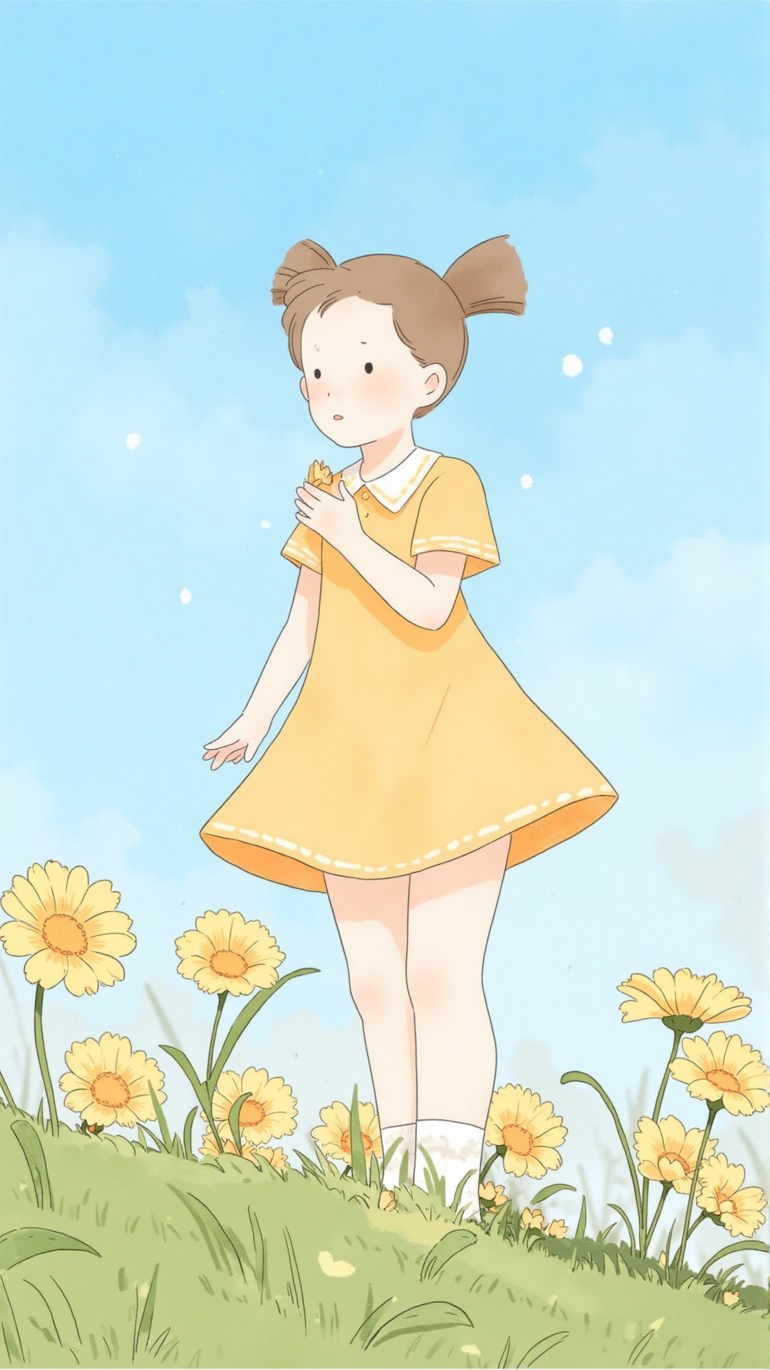 girl,  flowers,  grass on Tensor.Art