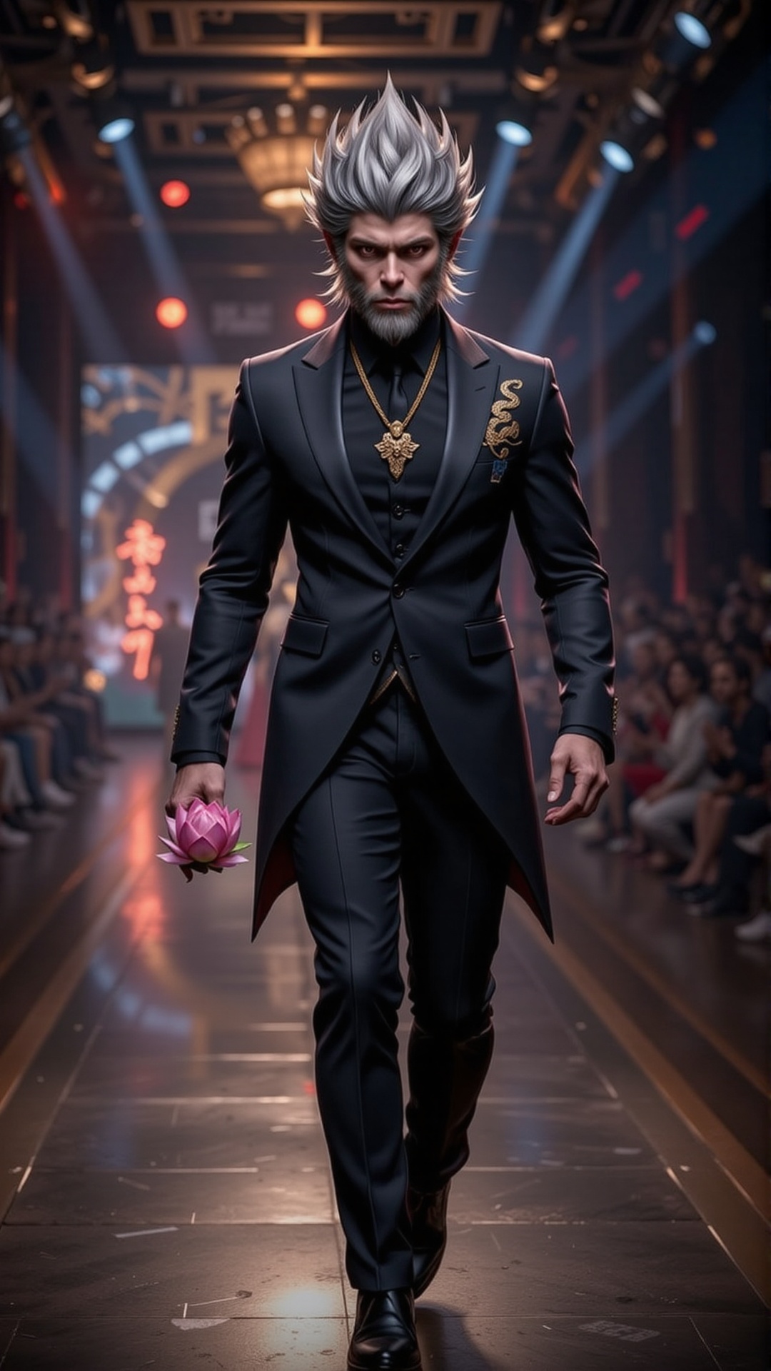"Create a hyper-realistic digital artwork of Sun Wukong,  the Monkey King from Black Myth: Wukong,  walking confidently do...