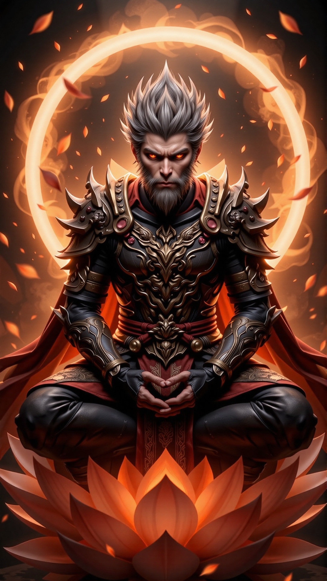 Black Myth WuKong,  Create a highly detailed digital artwork of Sun Wukong,  the Monkey King from Black Myth Wukong on Ten...