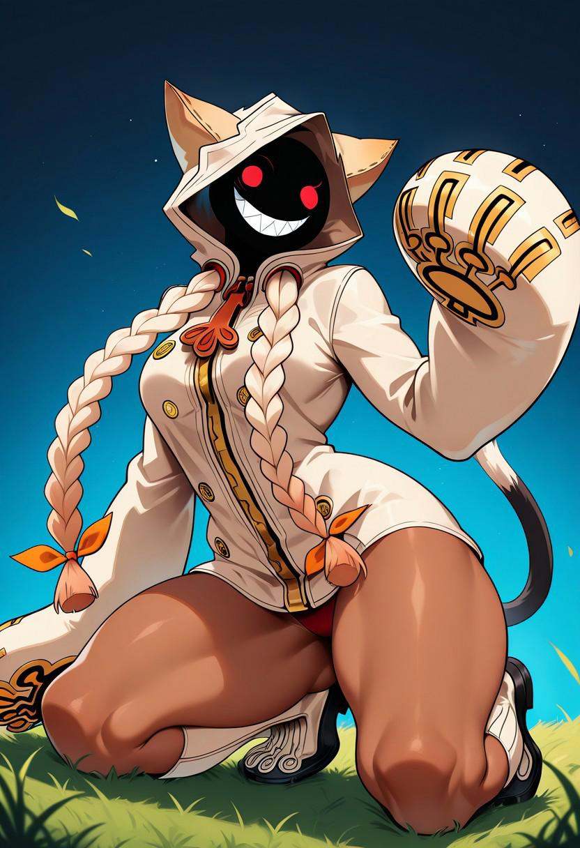 Taokaka,  cat hood,  red eyes on Tensor.Art