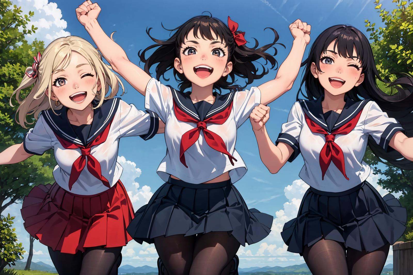 masterpiece,  best quality,  3girls on Tensor.Art