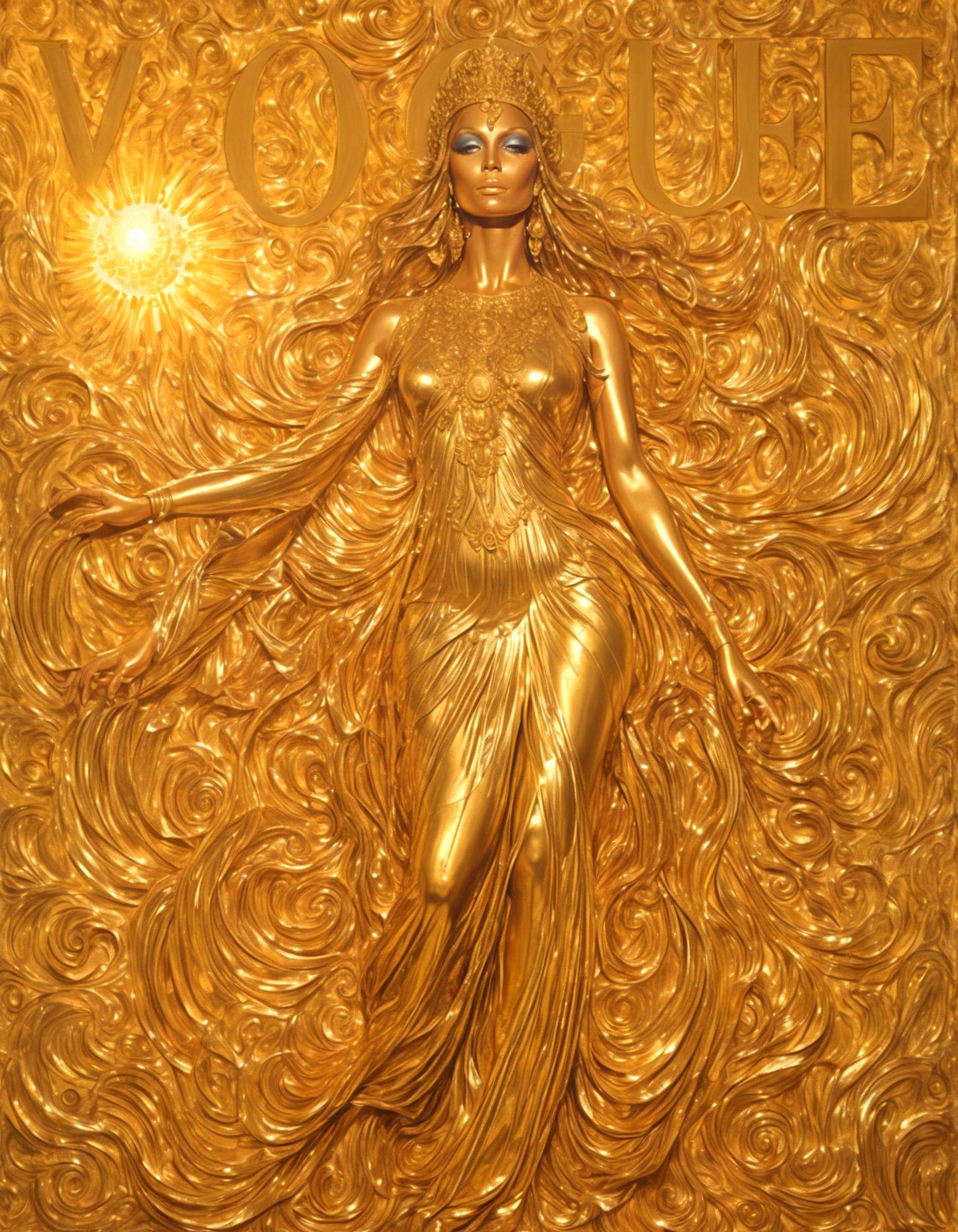 She liquid metal,  molten gold,  gilded goddess on Tensor.Art