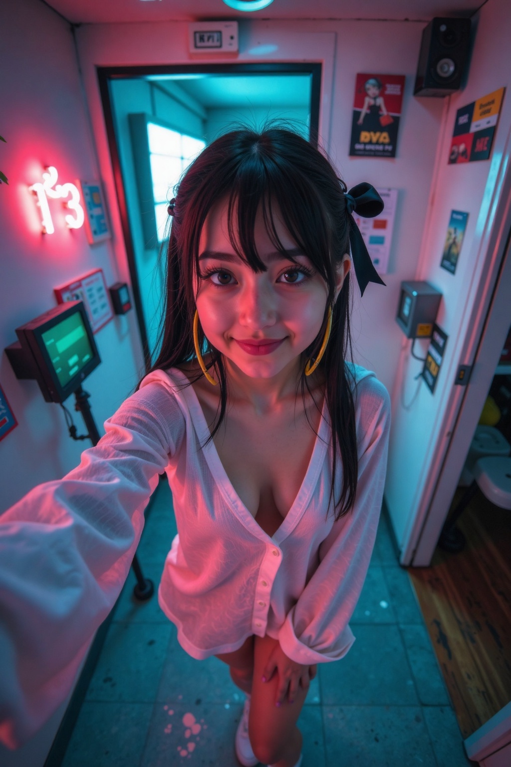 Take selfie,  look at camera, on Tensor.Art