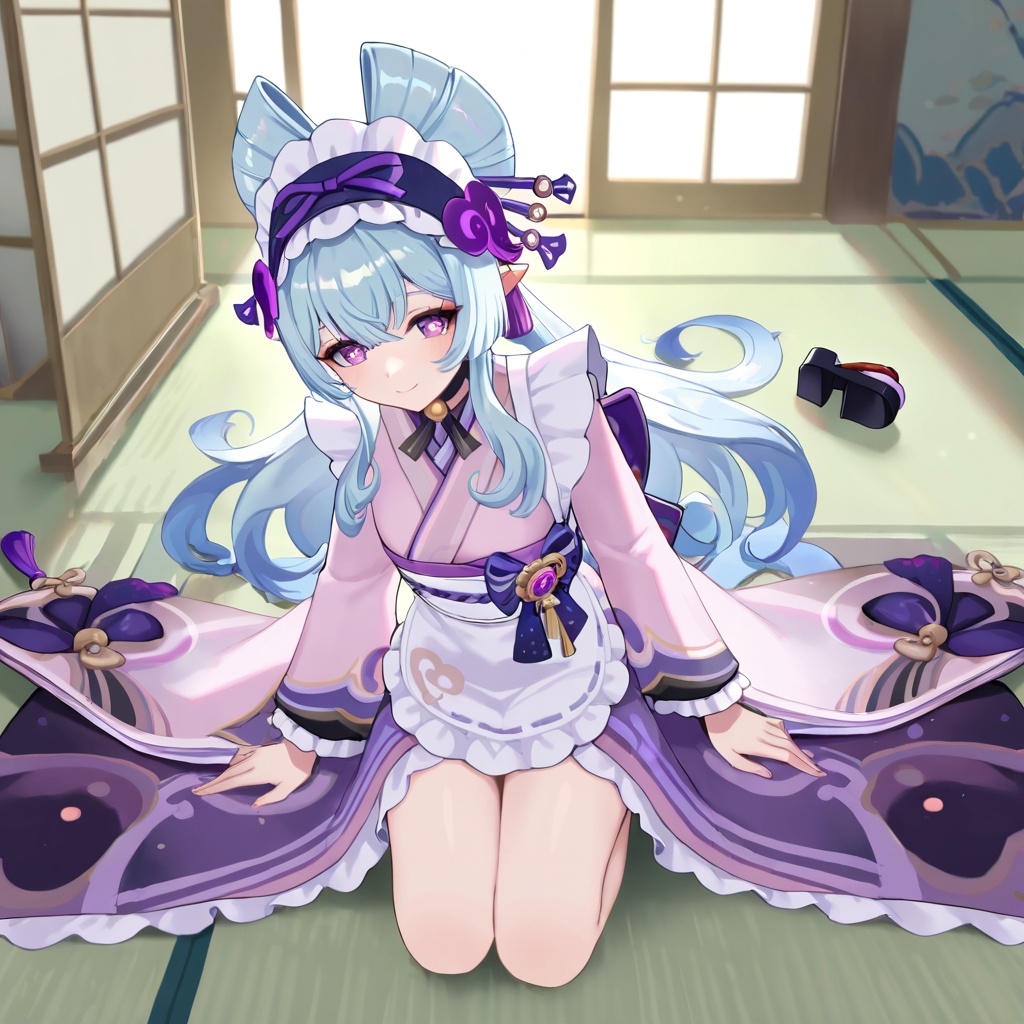 Yumemizuki mizuki (genshin impact),  blue hair,  purple eyes on Tensor.Art