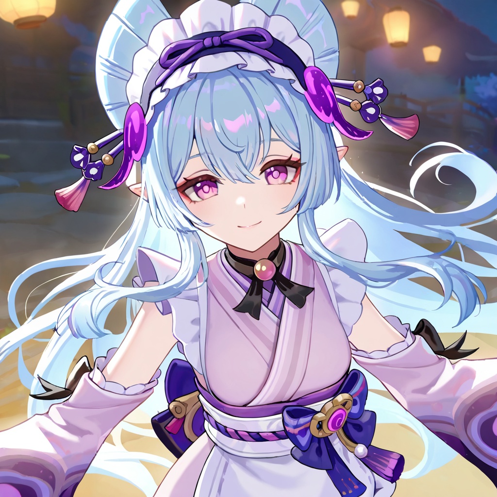 Yumemizuki mizuki (genshin impact),  blue hair,  purple eyes on Tensor.Art