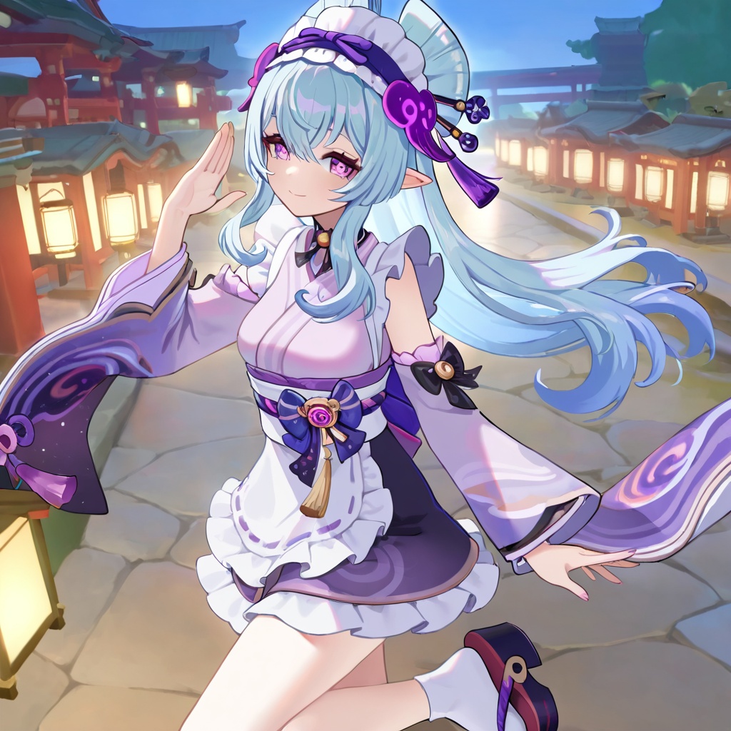 Yumemizuki mizuki (genshin impact),  blue hair,  purple eyes on Tensor.Art