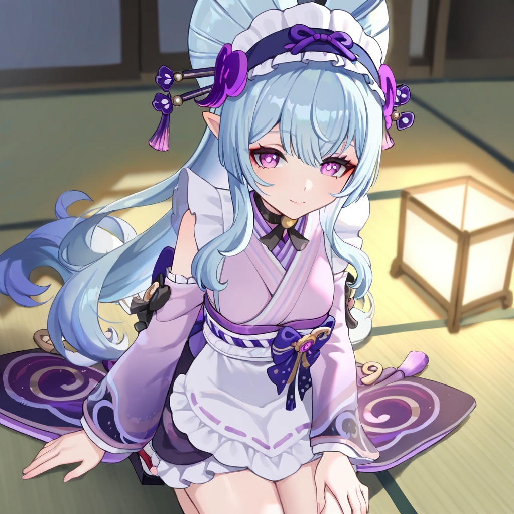 Yumemizuki mizuki (genshin impact),  blue hair,  purple eyes on Tensor.Art
