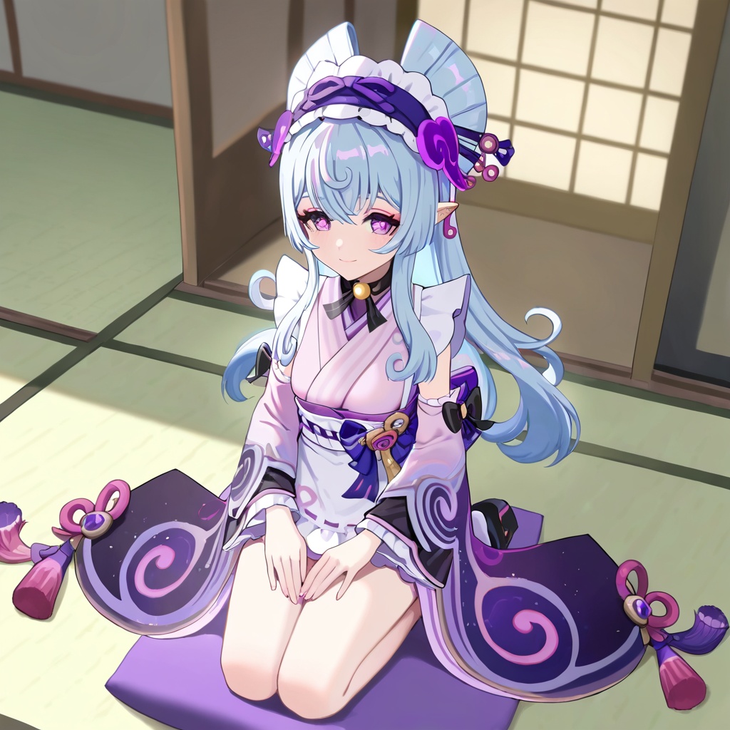 Yumemizuki mizuki (genshin impact),  blue hair,  purple eyes on Tensor.Art