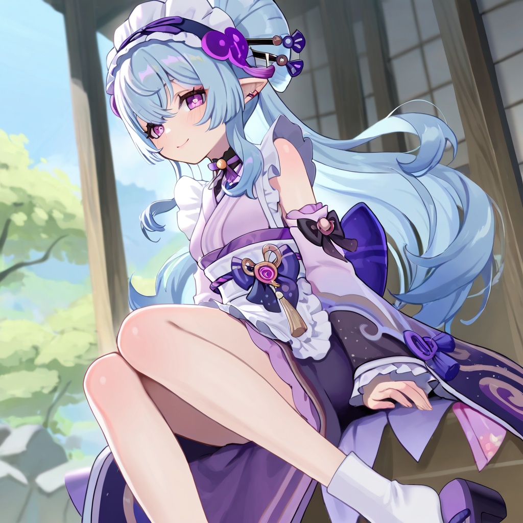 Yumemizuki mizuki (genshin impact),  blue hair,  purple eyes on Tensor.Art