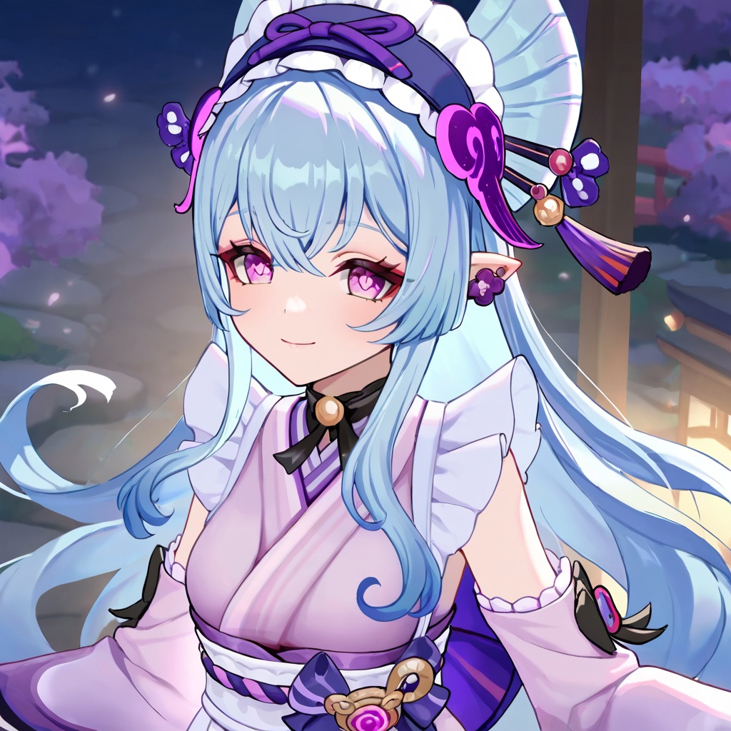 Yumemizuki mizuki (genshin impact),  blue hair,  purple eyes on Tensor.Art