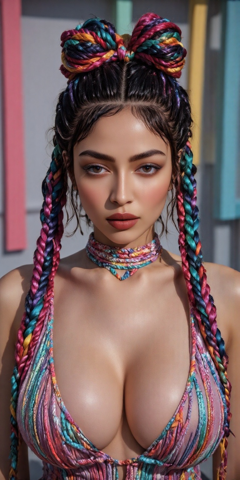 Cover Her nipple,  a woman wearing a shiny top and a choke,  ross tran 8 k on Tensor.Art