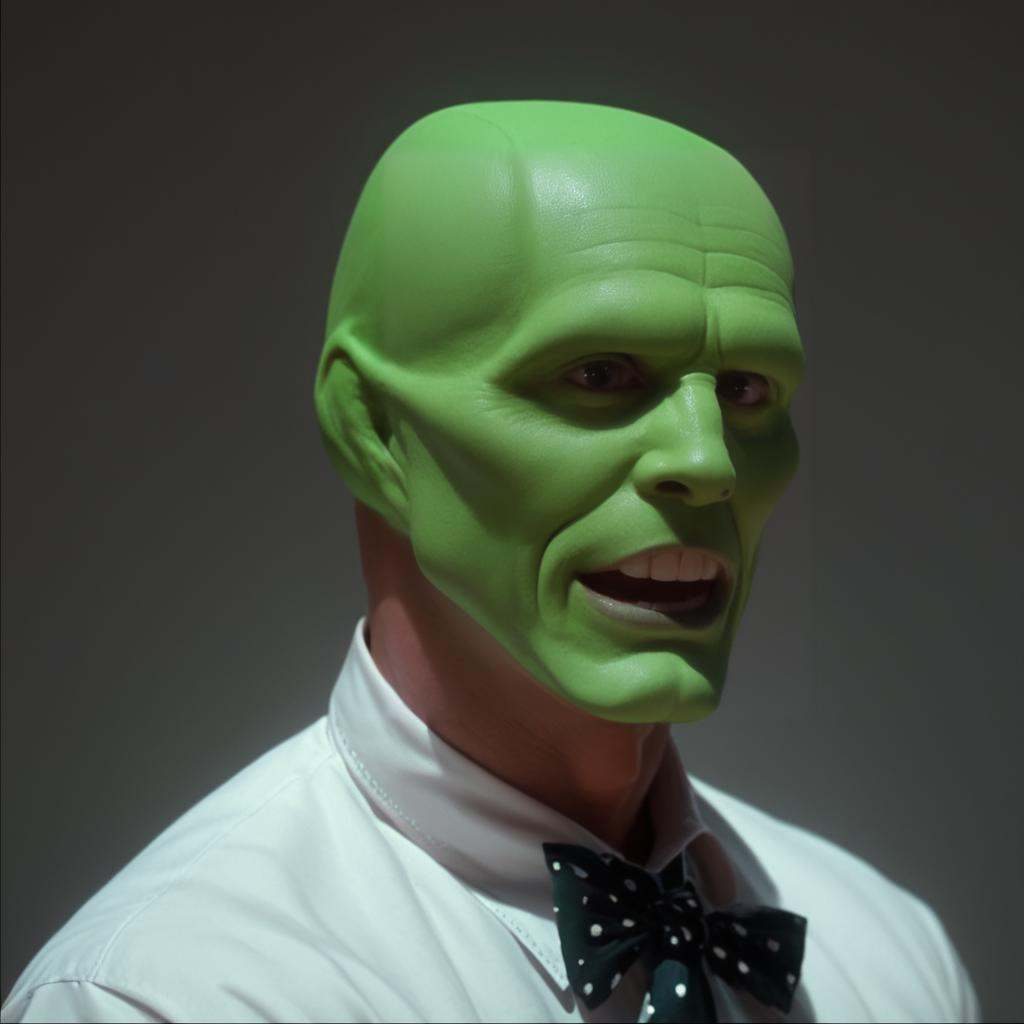a funny happy amazed enthusiastic excited humourous bald white attractive handsome man with a (((green head))),  grimace,...