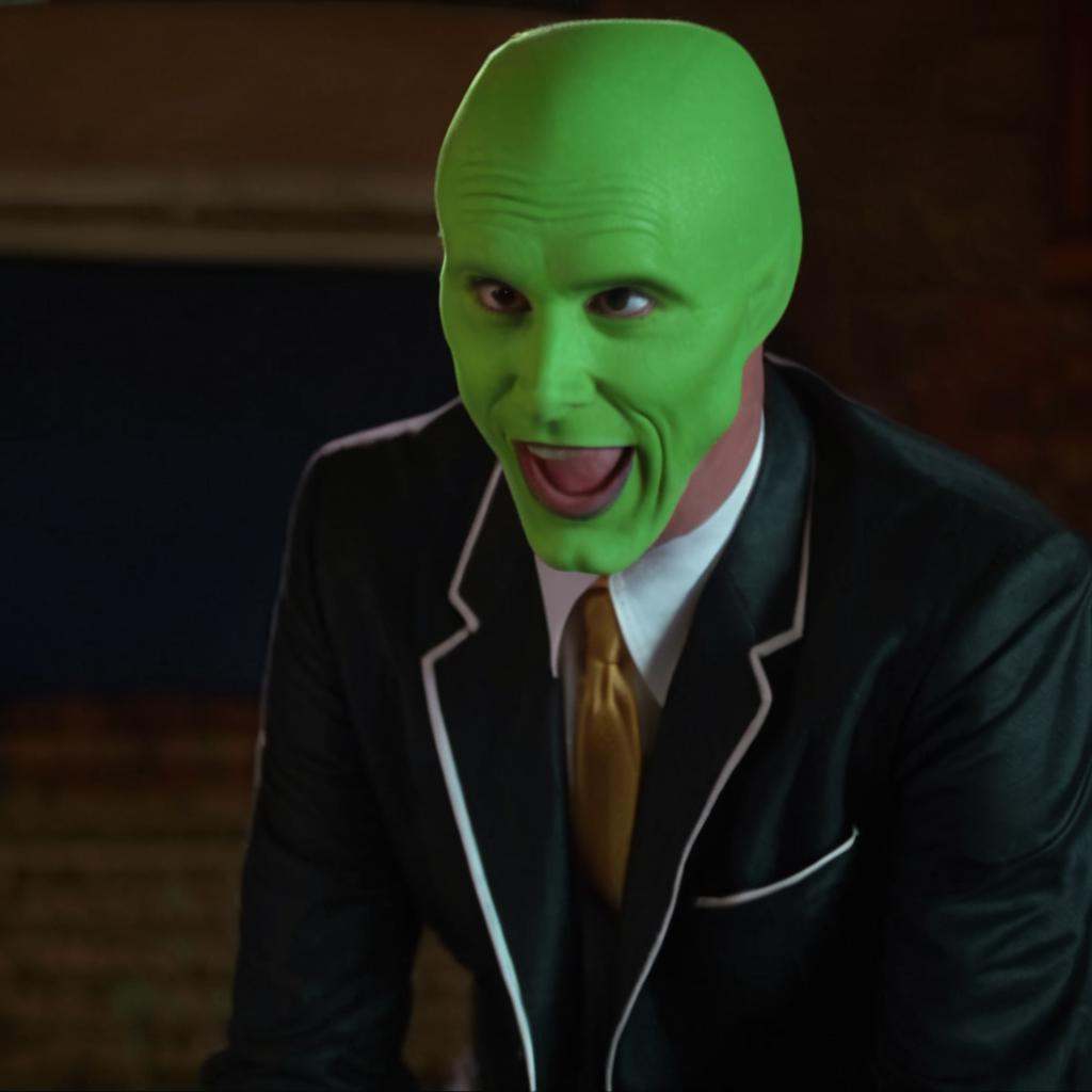 detailed high quality,  a happy amazed enthusiastic excited humourous bald white attractive handsome man with a (((green h...