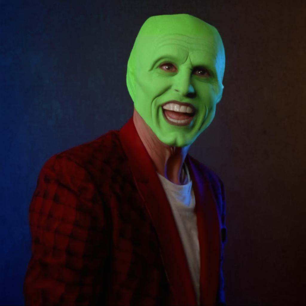 detailed high quality,  a happy amazed enthusiastic excited humourous bald white attractive handsome man with a (((green h...