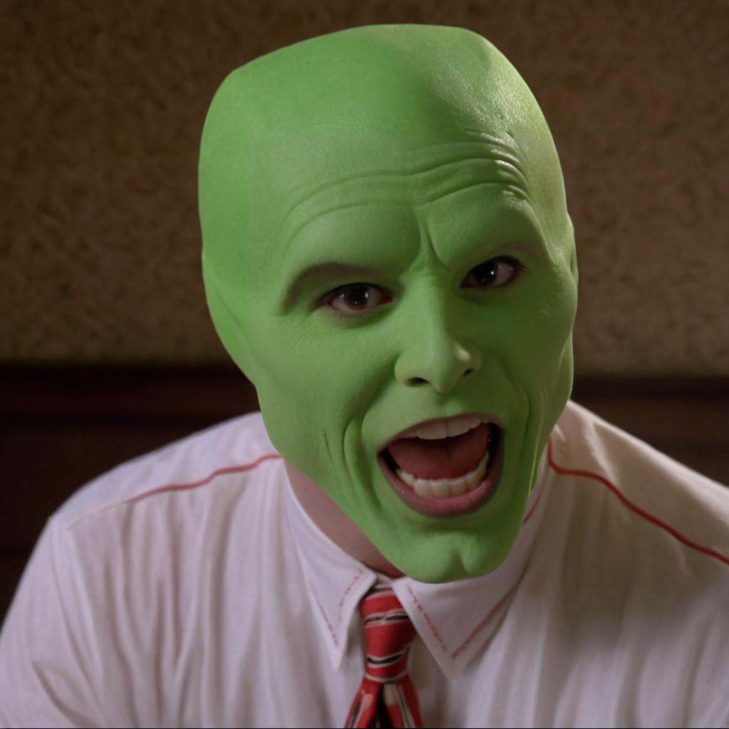 detailed high quality photo of a happy amazed enthusiastic excited humourous bald white attractive man with a (((green hea...