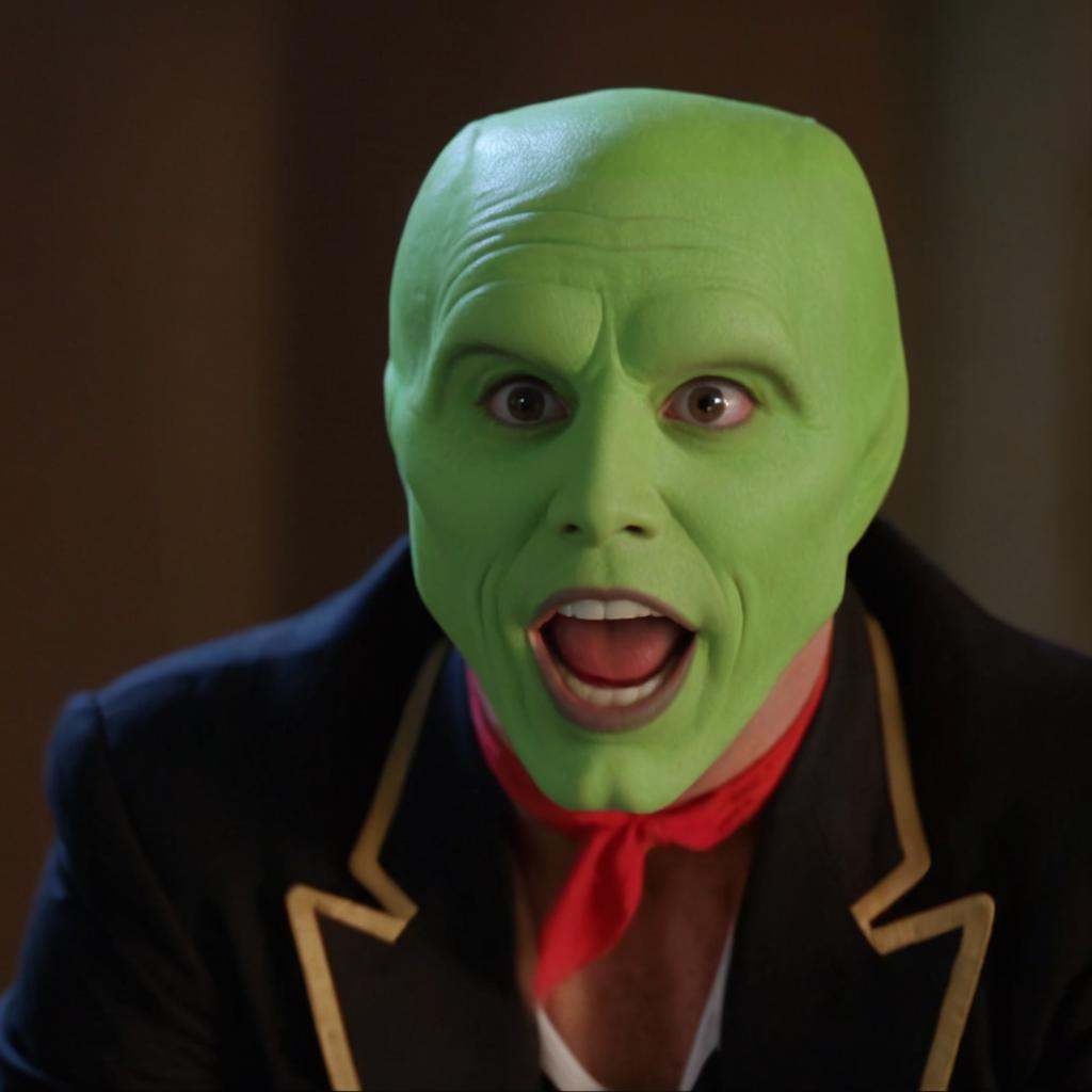 detailed high quality photo of a happy amazed enthusiastic excited humourous bald white attractive man with a (((green hea...