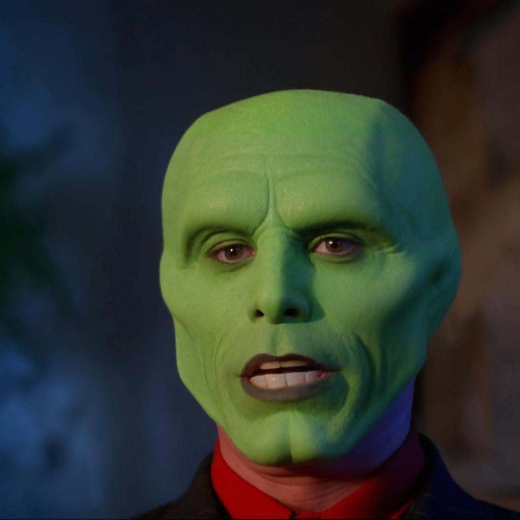 detailed high quality photo of a man with a (((green head))),  the_mask on Tensor.Art