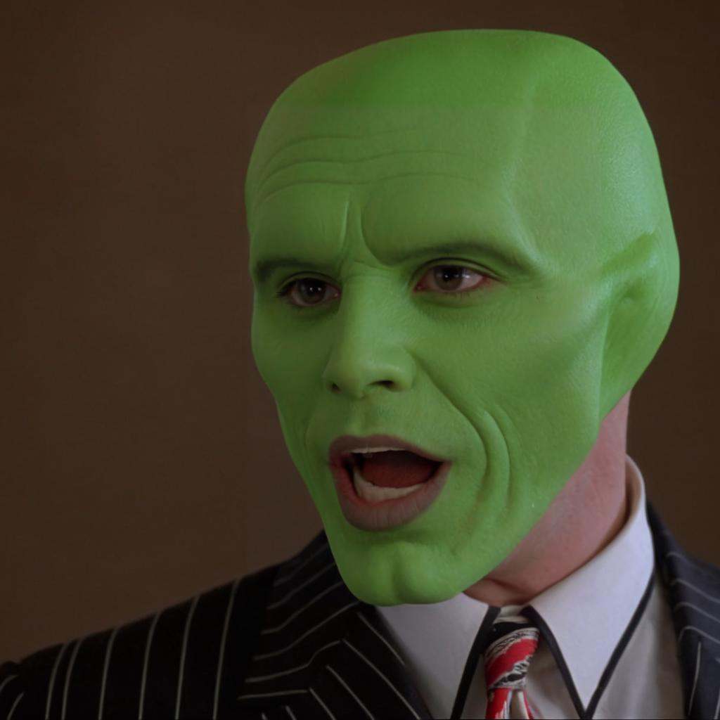 detailed high quality photo of a man with a (((green head))),  grimace,  the_mask on Tensor.Art
