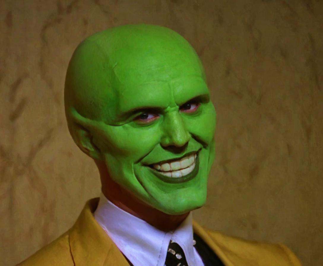 the_mask,  solo photo of a charismatic,  handsome green-skinned young man with an expressive smile on Tensor.Art