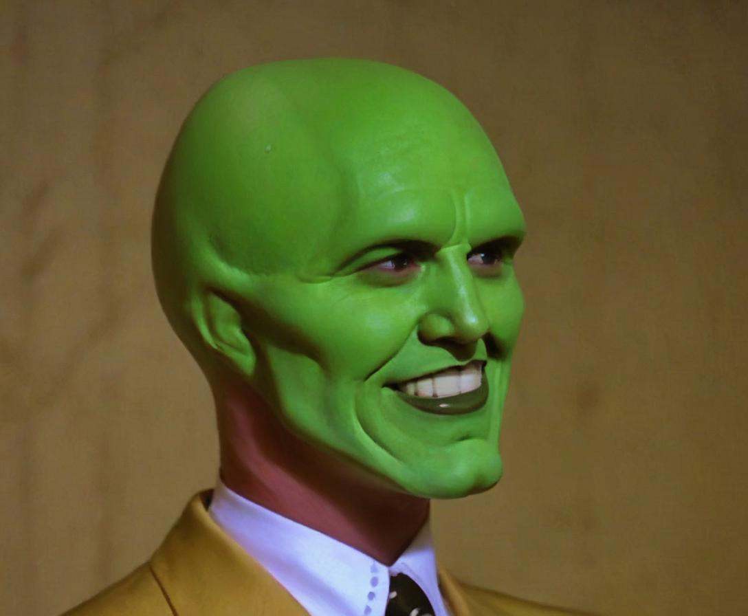 the_mask,  solo photo of a charismatic,  handsome green-skinned young man with an expressive smile on Tensor.Art