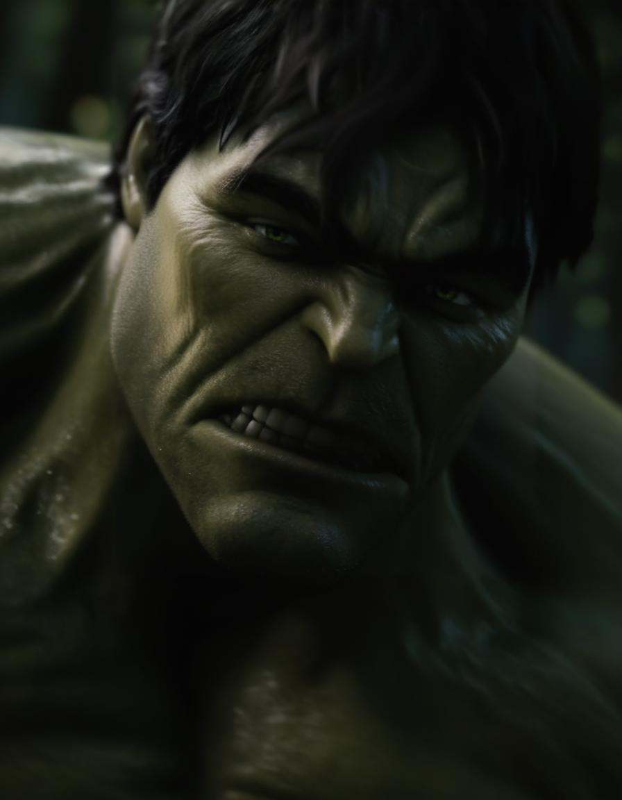 hulk,  a man in a dark forest,  best resolution on Tensor.Art