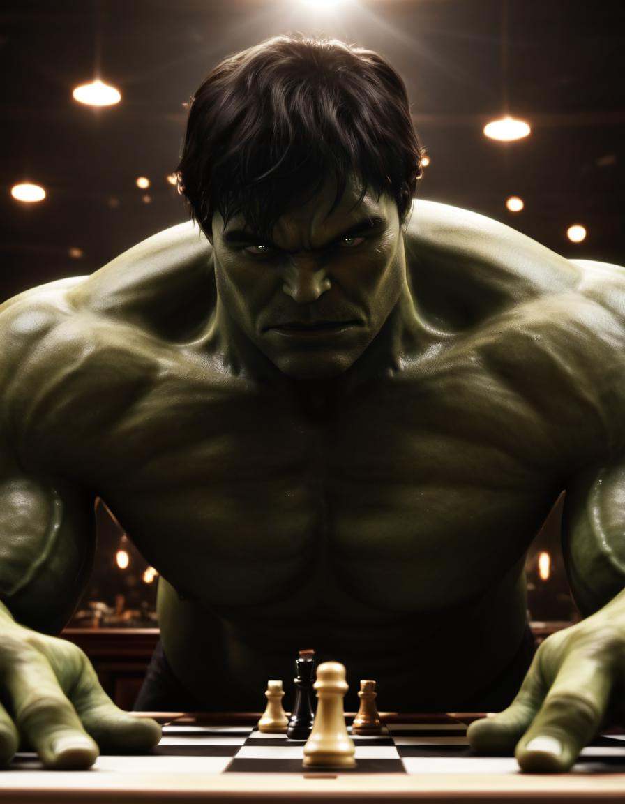 hulk,  man playing chess,  extremely detailed on Tensor.Art