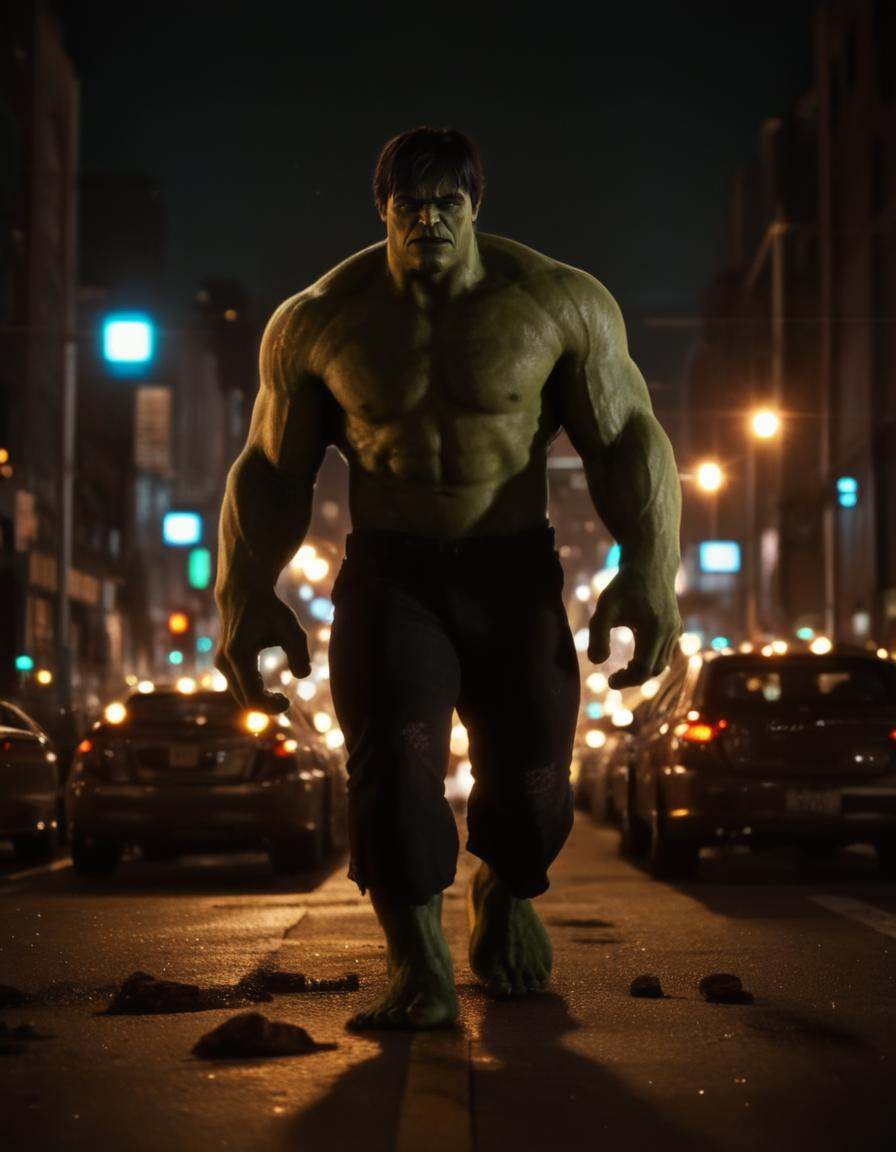 hulk,  a man walking through a city,  extremely detailed on Tensor.Art