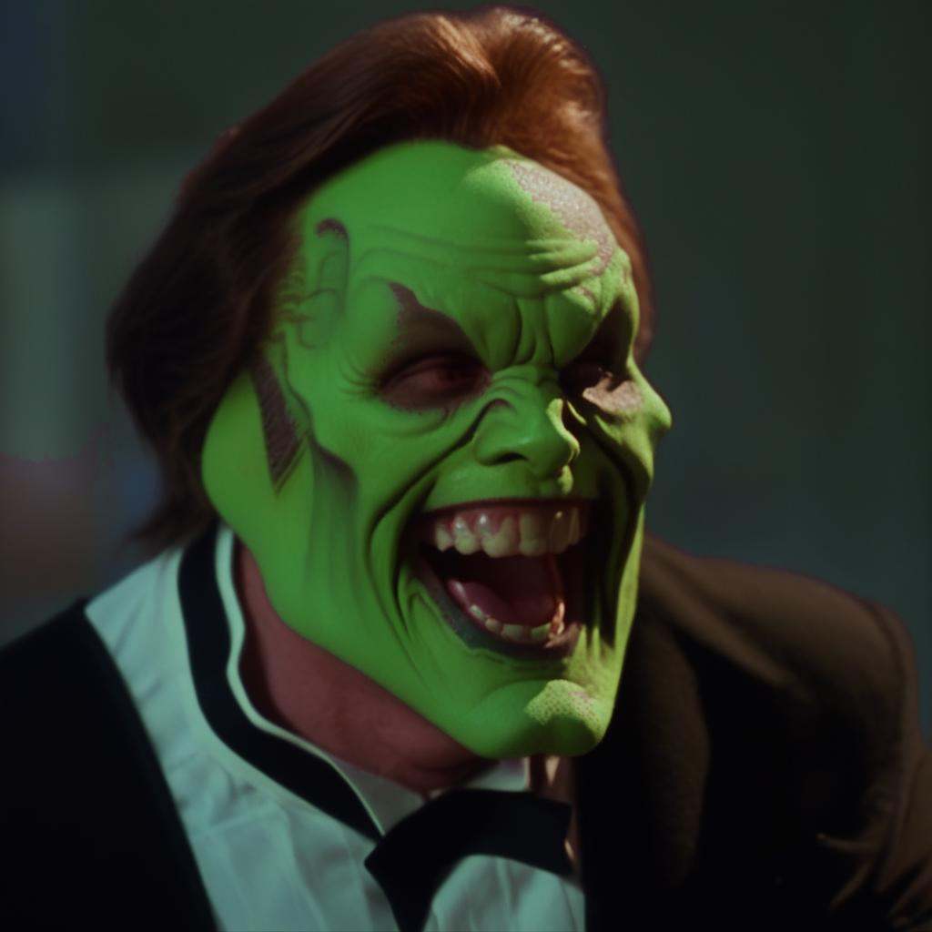 a laughing man with a (((green head))) and brown hair,  score_9,  score_8_up on Tensor.Art