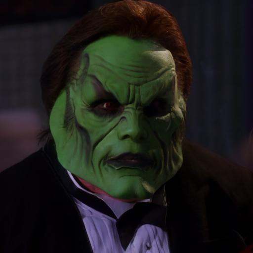 detailed high quality photo of a man with a (((green head))) and brown hair,  the_mask on Tensor.Art