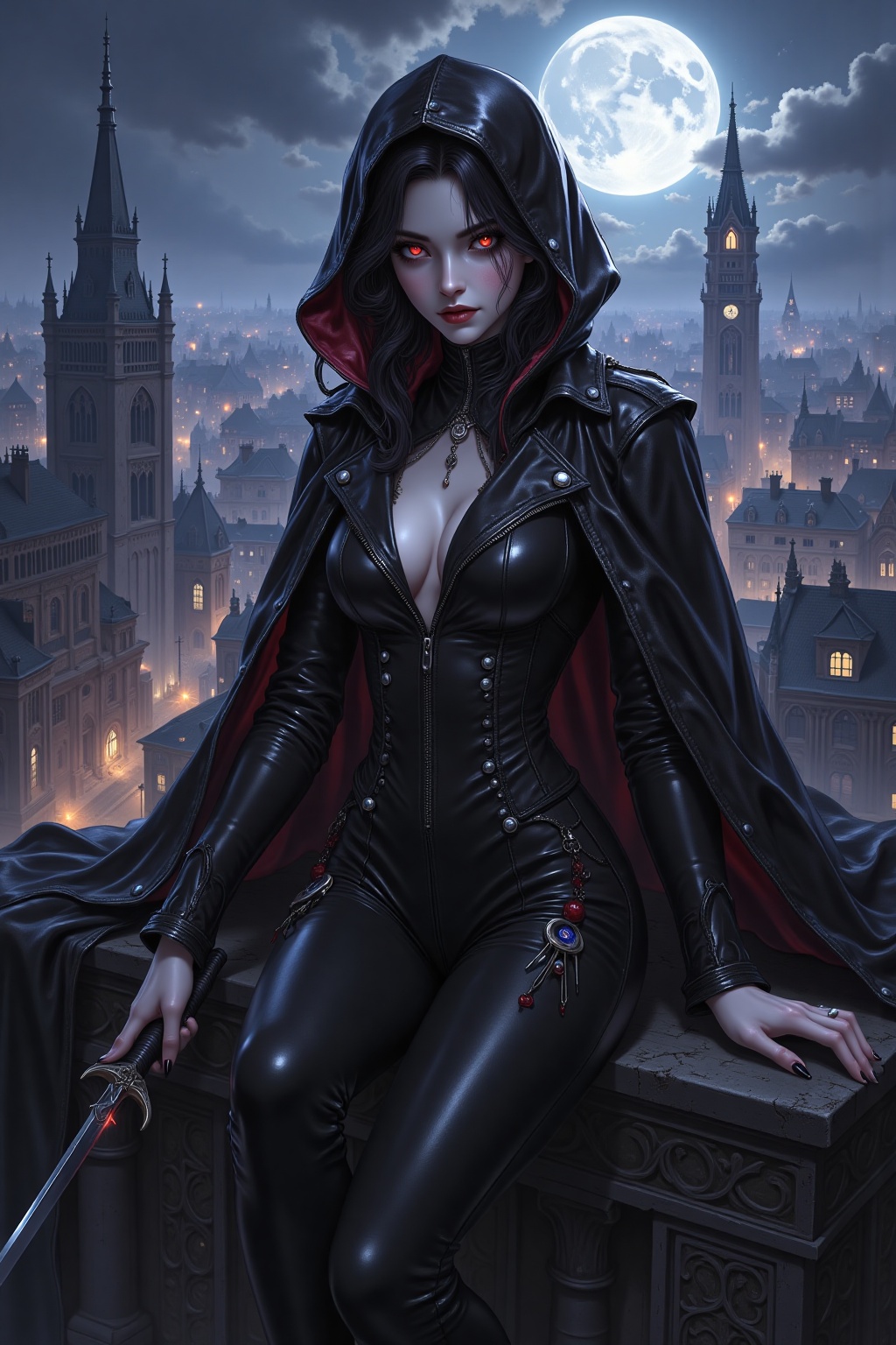 Piercing midnight-black eyes,  Faintly glowing crimson slit irises,  Hypnotic deathly gaze on Tensor.Art