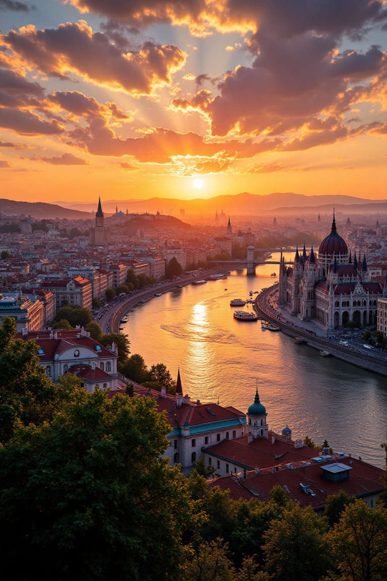 A stunningly intricate and detailed landscape photograph captured with a Fujifilm XT-4 Viltrox in Budapest,  Hungary durin...