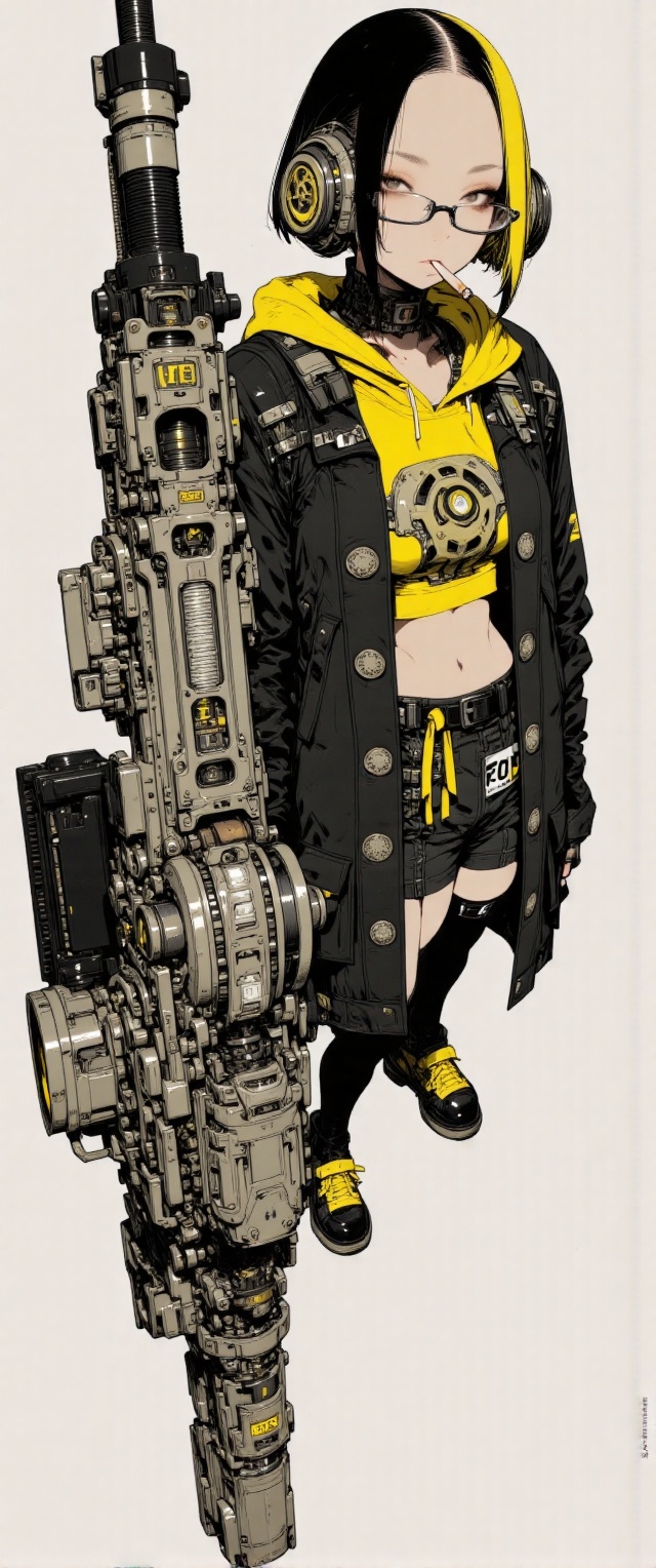 "A stylized,  anime-inspired female character with a half-black,  half-yellow hair on Tensor.Art