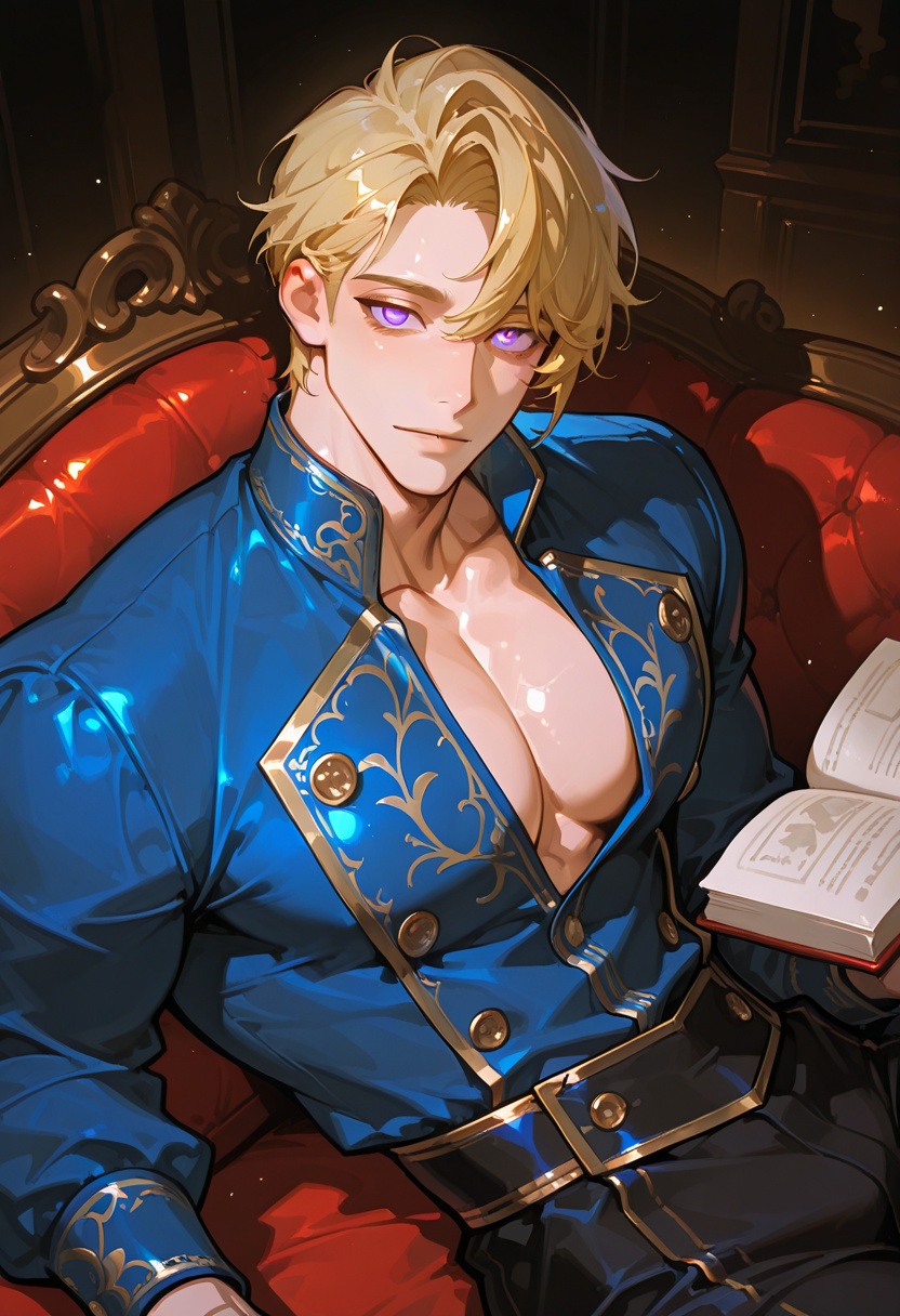 1man,  solo,  blonde curly short hair on Tensor.Art