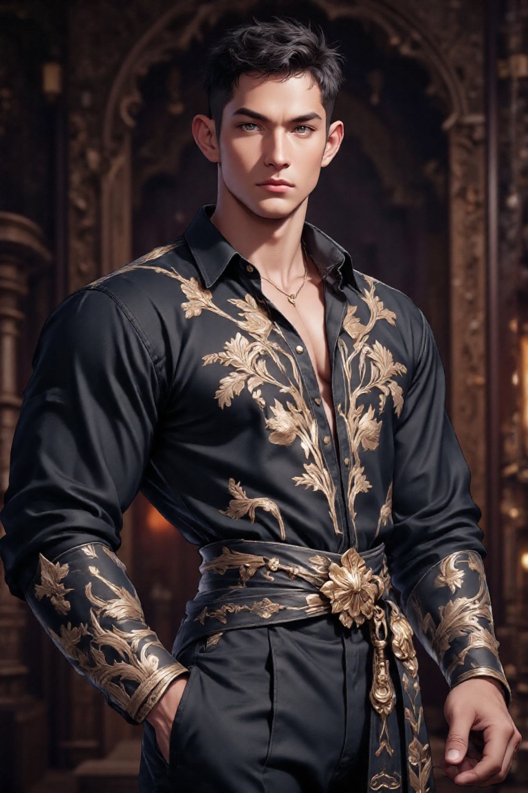 handsome man,  wearing outfit,  8K on Tensor.Art