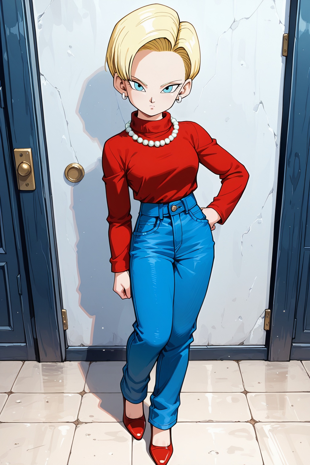detailed face,  android 18,  gt_casual_outfit on Tensor.Art