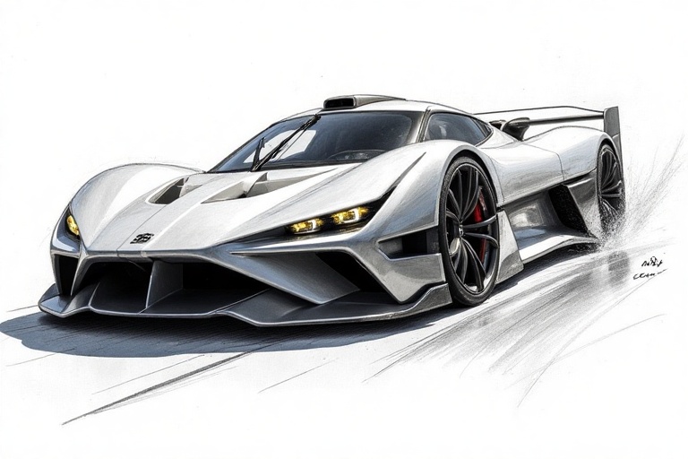 SSC Tuatara driving angled toward the camera,  front half photo-realistic with sharp details,  metallic paint on Tensor.Art