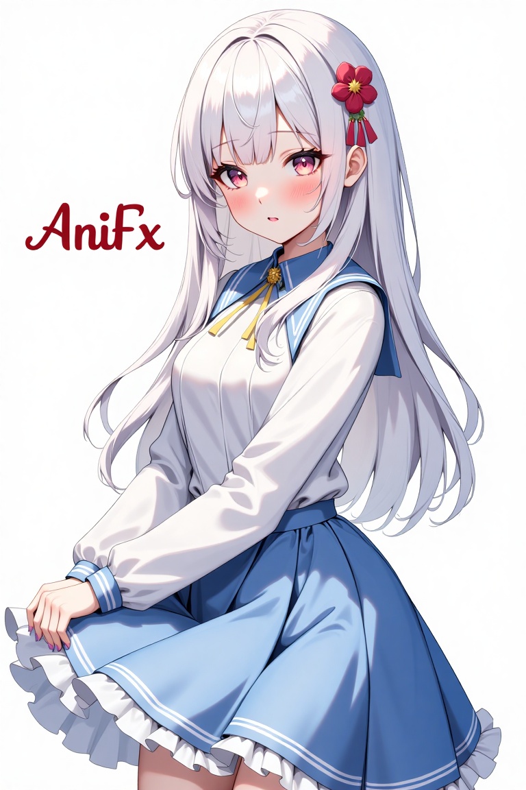 anime artwork by ry012,  girl,  white hair on Tensor.Art