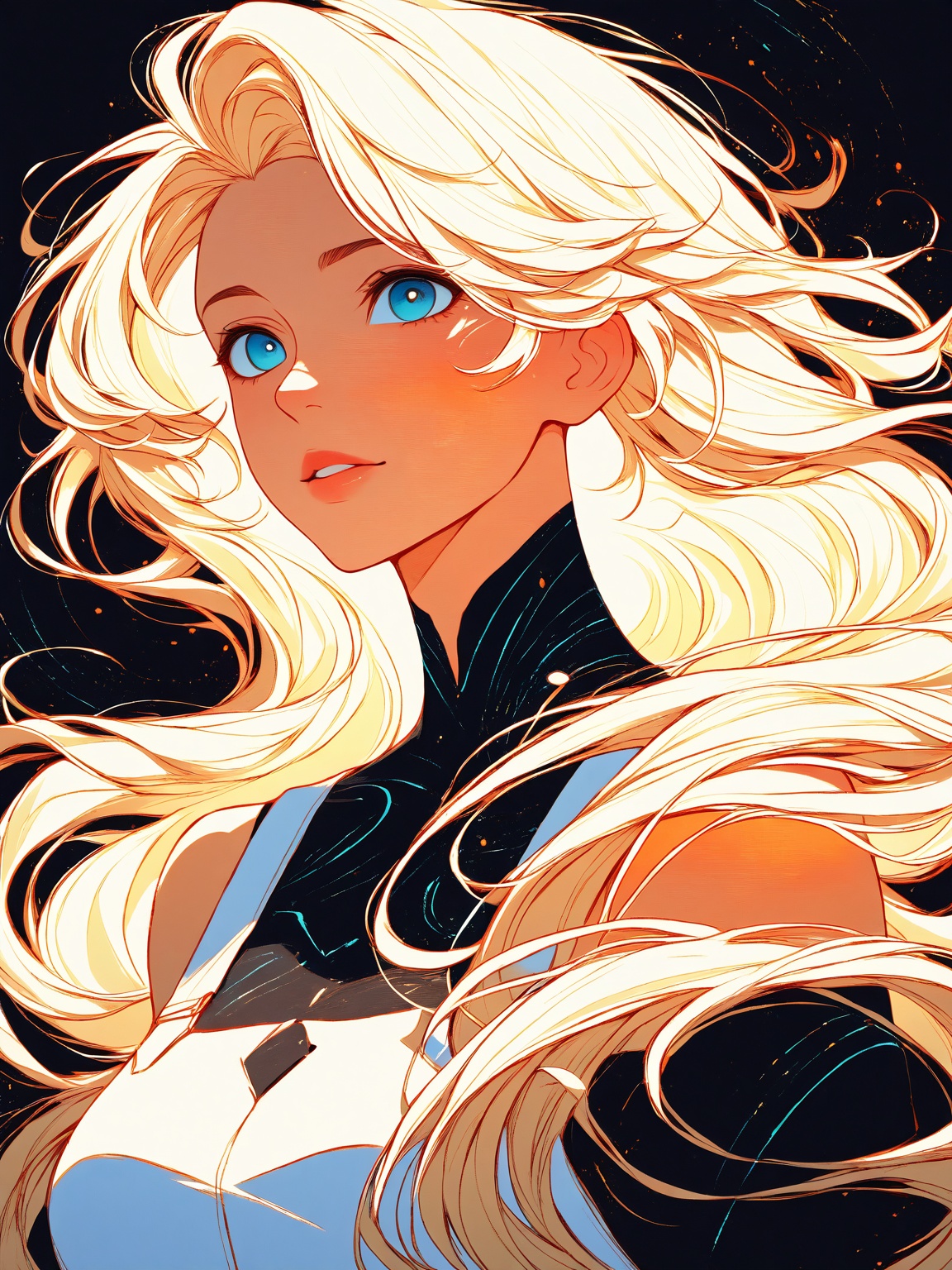 A digital painting of a mysterious woman with dark,  flowing hair,  her face partially obscured by bold on Tensor.Art