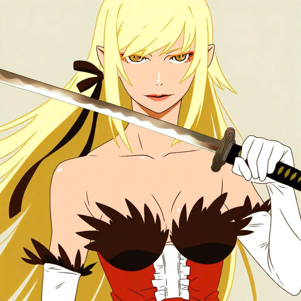 kiss-shot_acerola-orion_heart-under-blade,  yellow eyes,  long hair on Tensor.Art