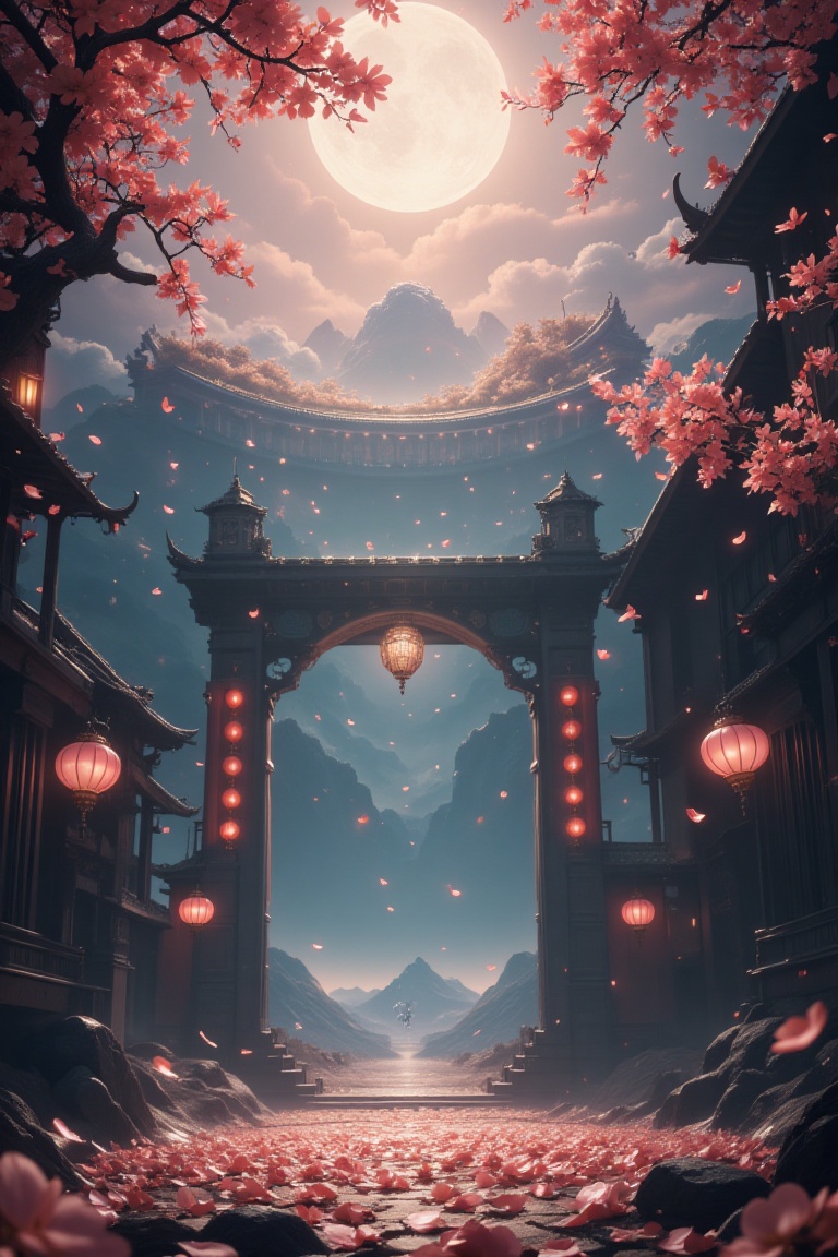 andscape,  gate,  lanterns on Tensor.Art