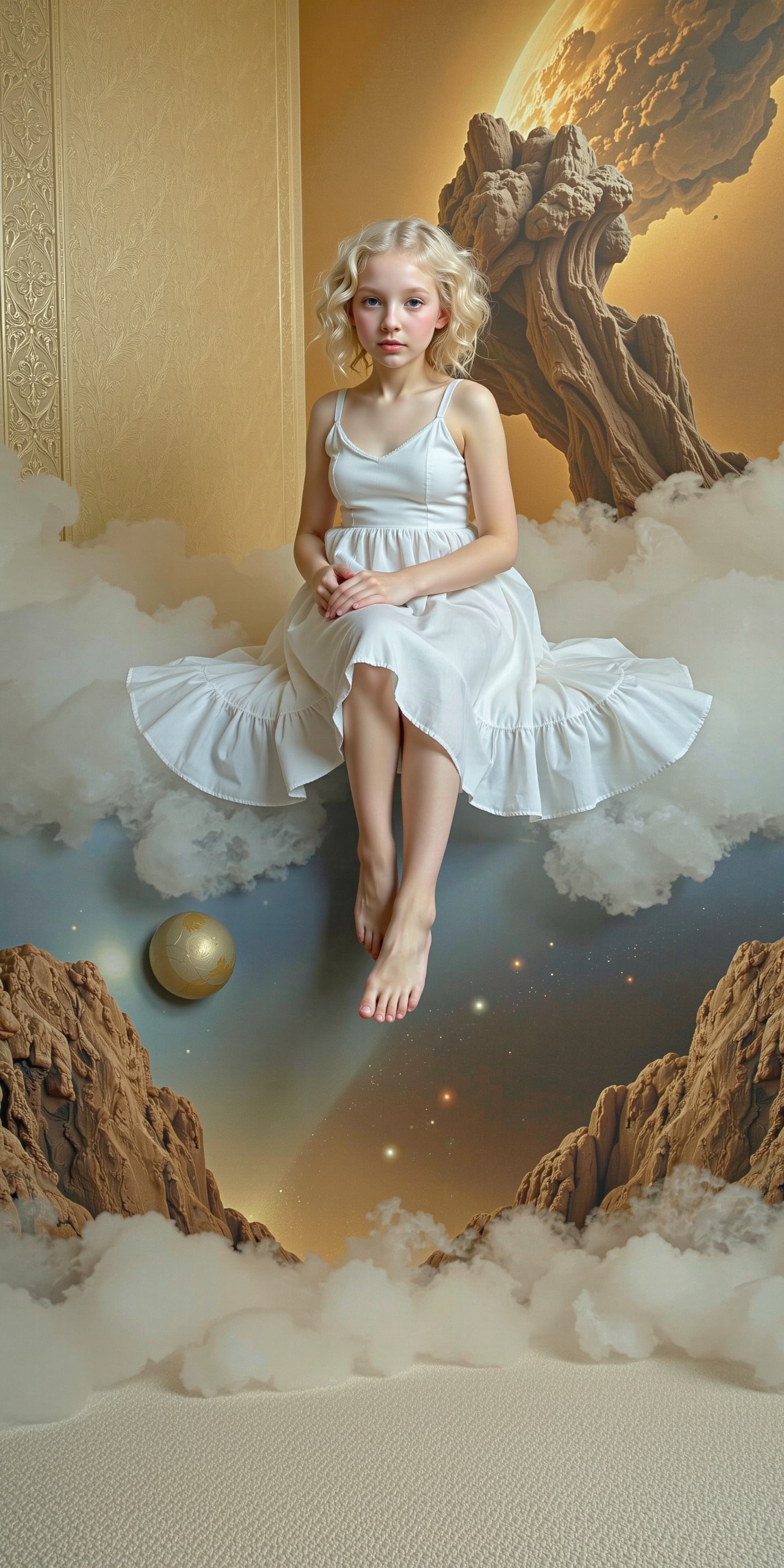In a warm,  golden-lit room with a soft,  ambient glow on Tensor.Art