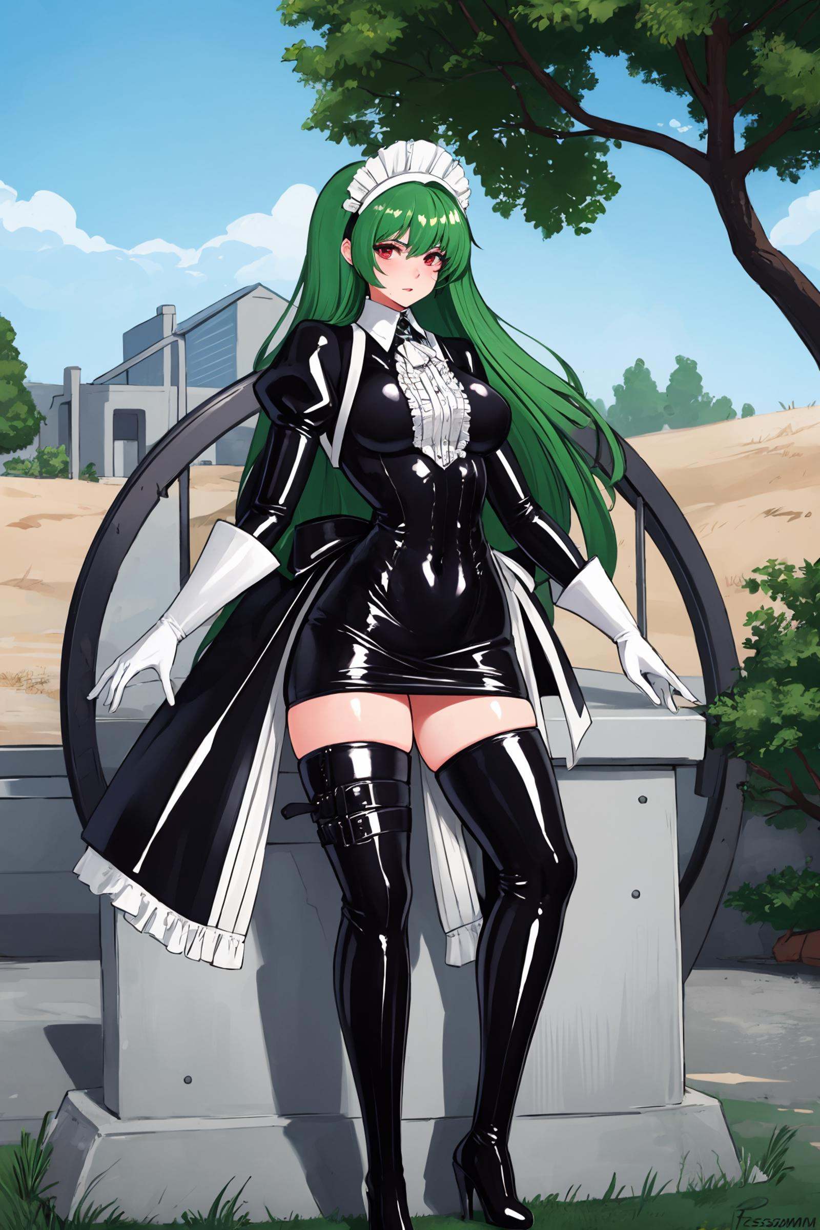 illustration,  1girl wearing latex bodysuit,  mature female on Tensor.Art
