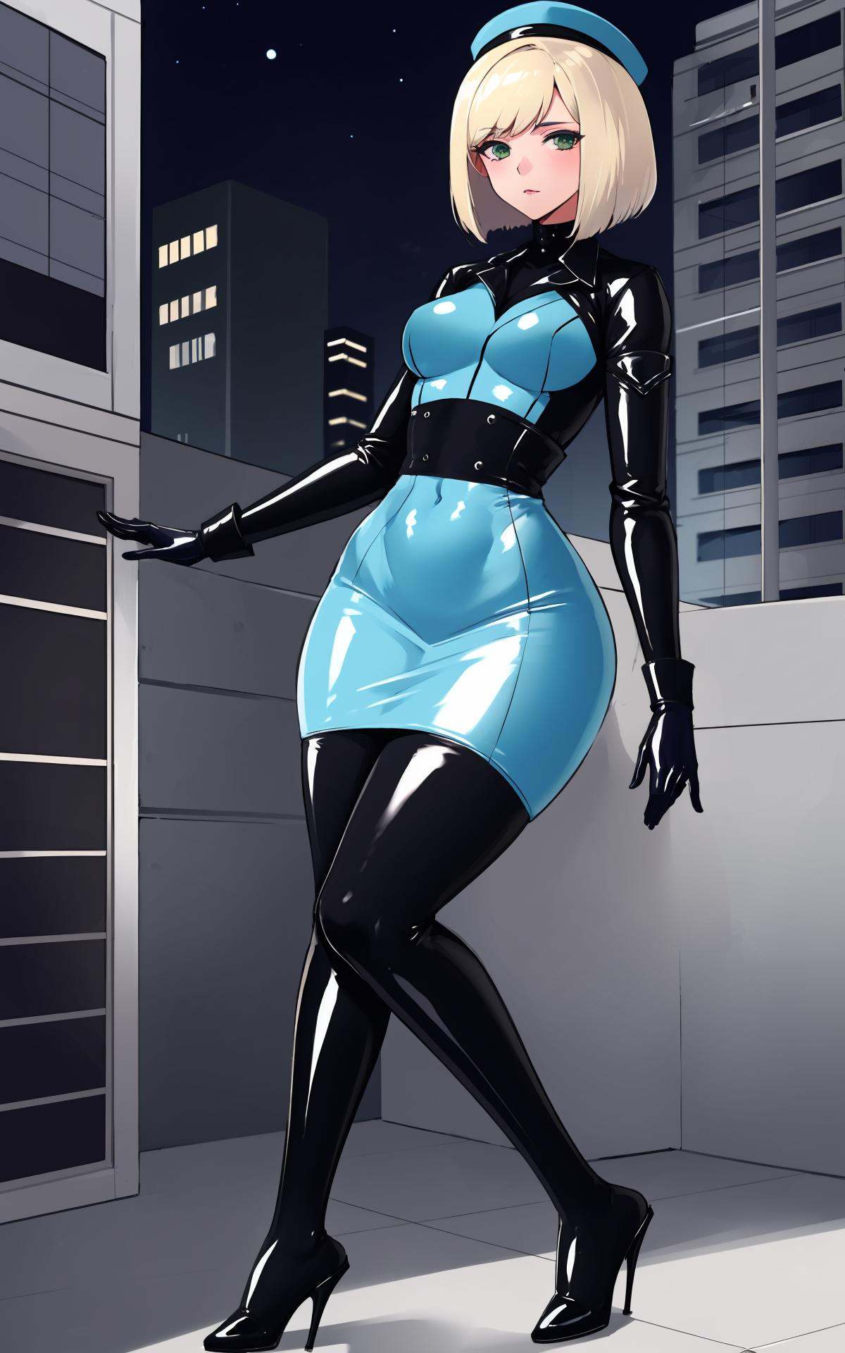 illustration,  1girl wearing latex bodysuit,  mature female on Tensor.Art