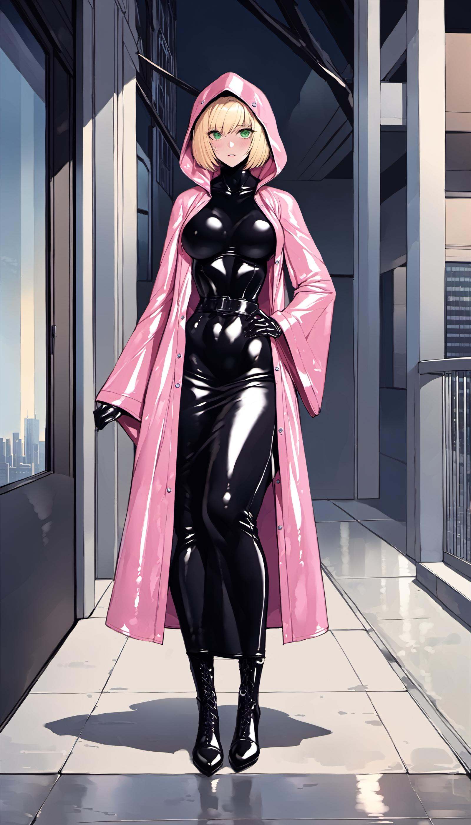 1girl,  latex raincoat, on Tensor.Art