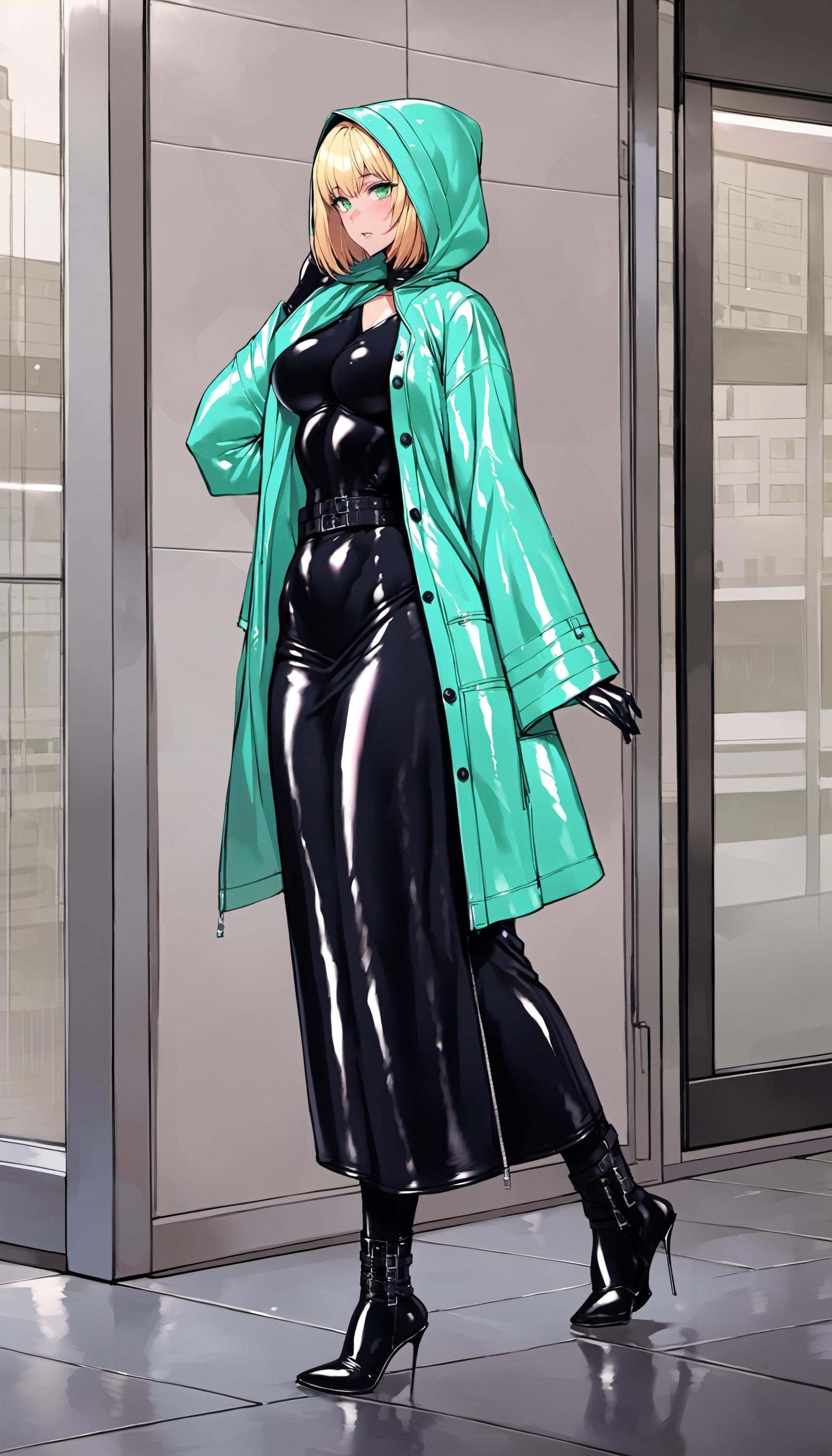 1girl,  latex raincoat, on Tensor.Art
