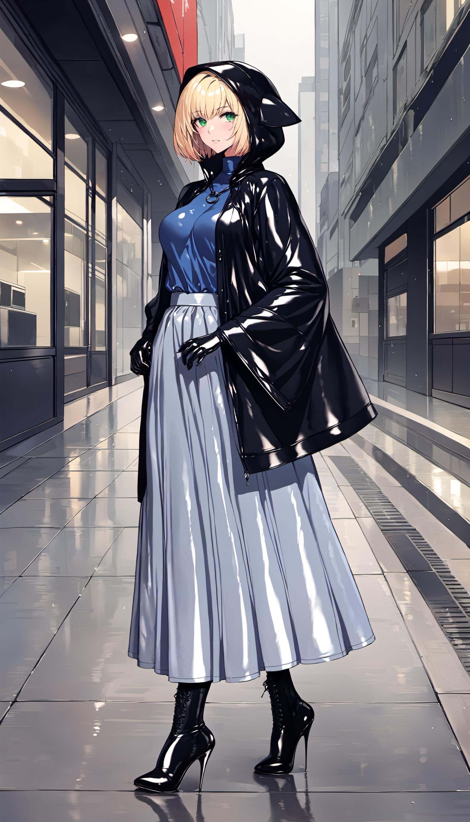 1girl,  latex raincoat, on Tensor.Art