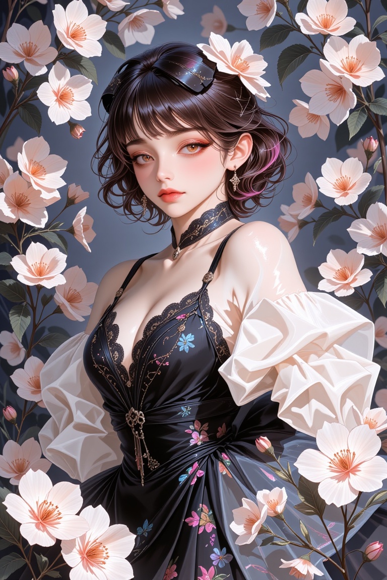 FlxV3lv3t,  Imagine a masterpiece that captures the essence of delicate beauty and grace,  where every brushstroke and col...