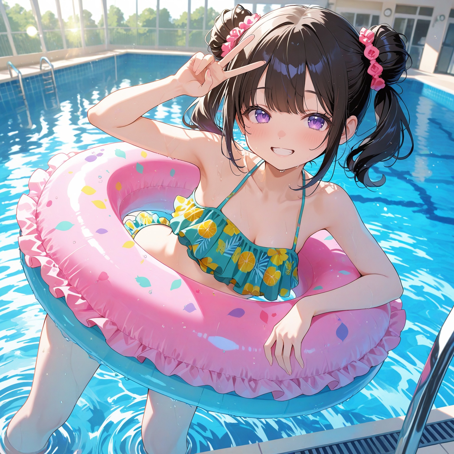 One girl,  smiling,  twin tails on Tensor.Art