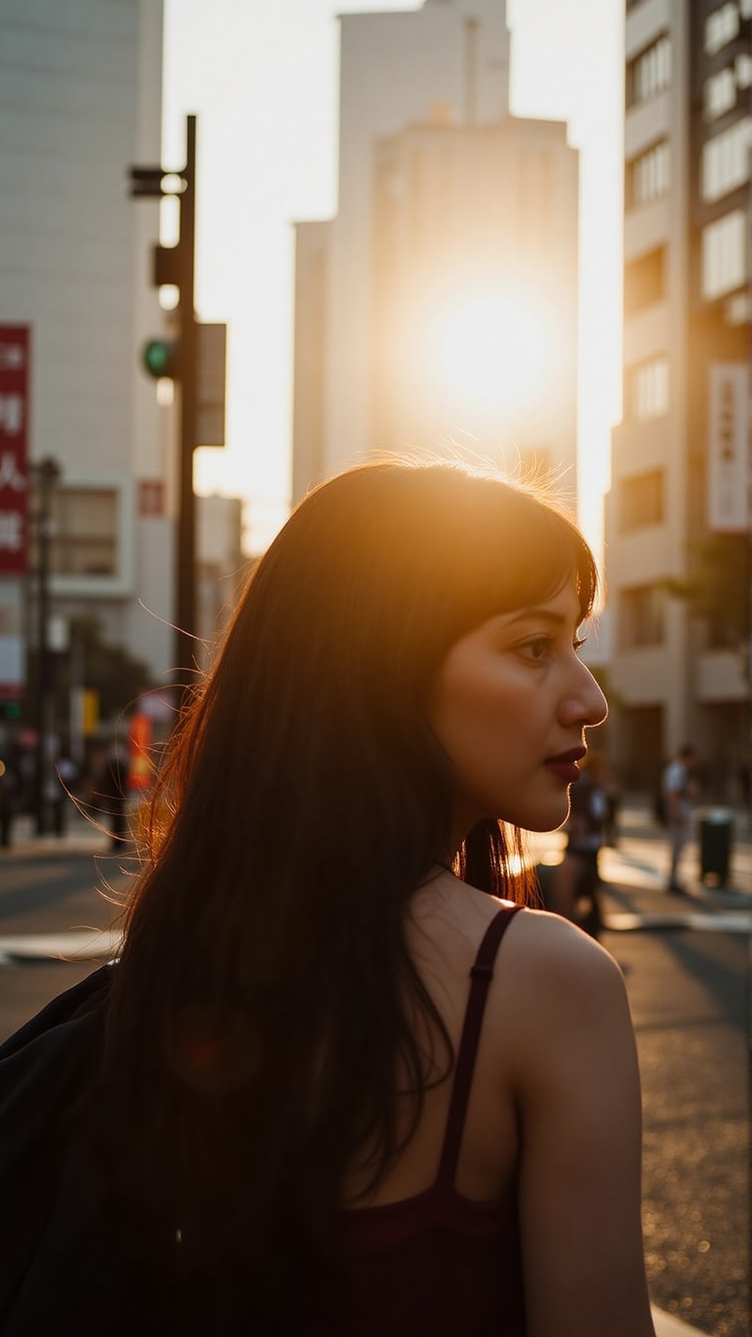 low angle shot,  close up,  photo of a woman in tokyo on Tensor.Art